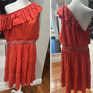 Torrid Orangish Red Single Shoulder Tired summer Dress